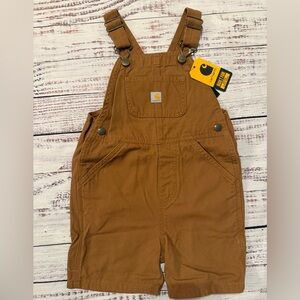NWT Carhartt Boys Shortalls Bibs Overalls Canvas Brown